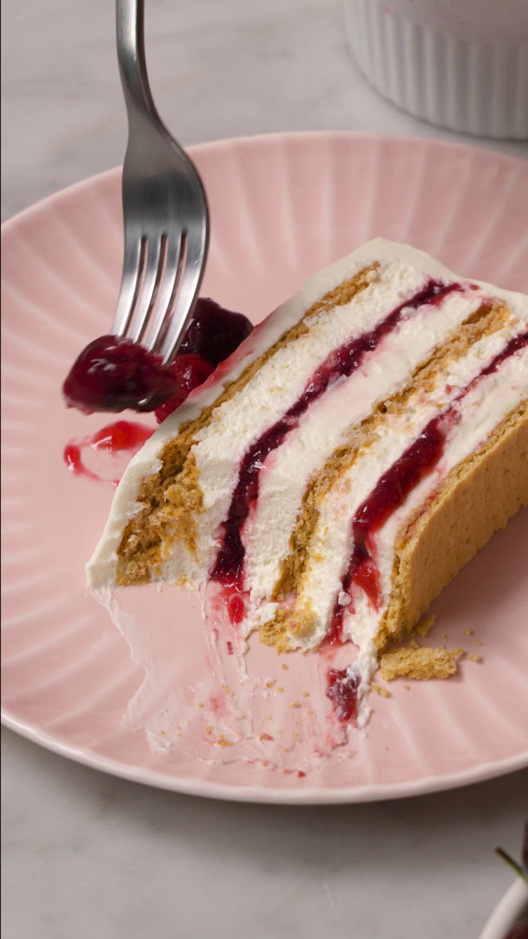 preview for This Layered Cherry Cheesecake is Not Your Grandma's Icebox Cake