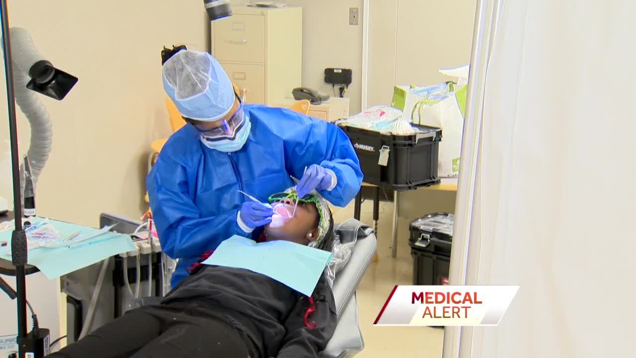 Students get their teeth cleaned right at school