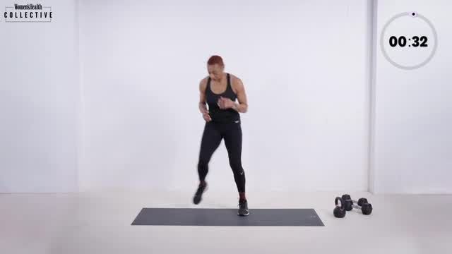 preview for 20-minute full-body kettlebell strength workout with Michelle Griffith-Robinson
