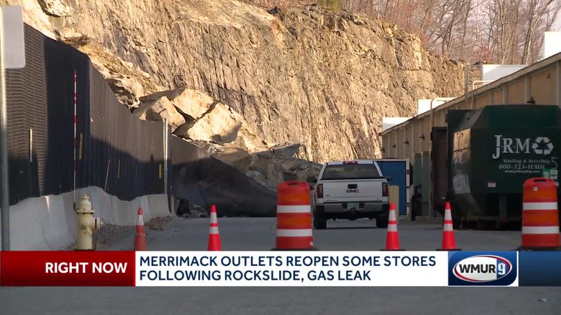 Some stores back open after rockslide at Merrimack Outlets