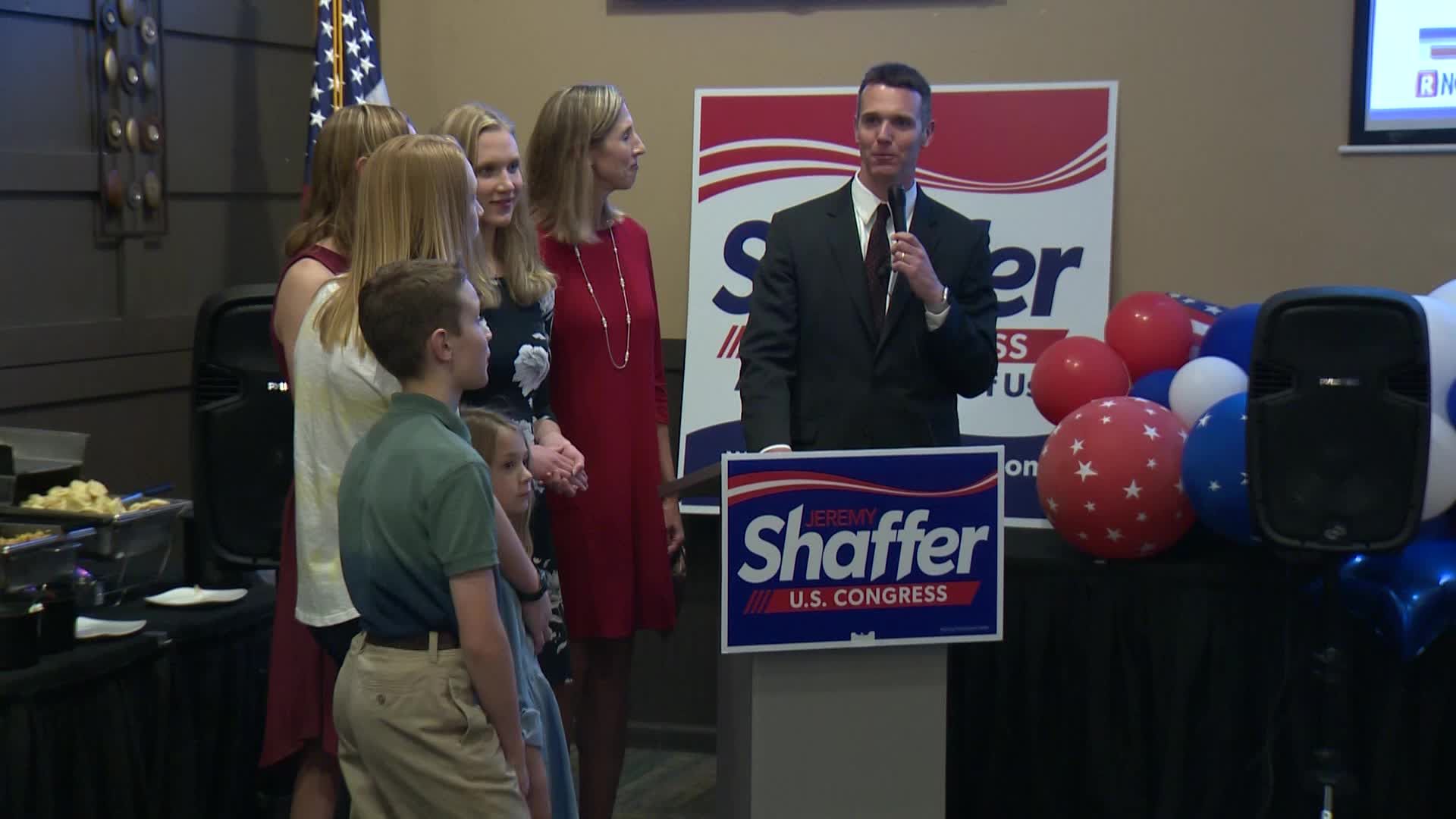 Jeremy Shaffer speaks after his primary win