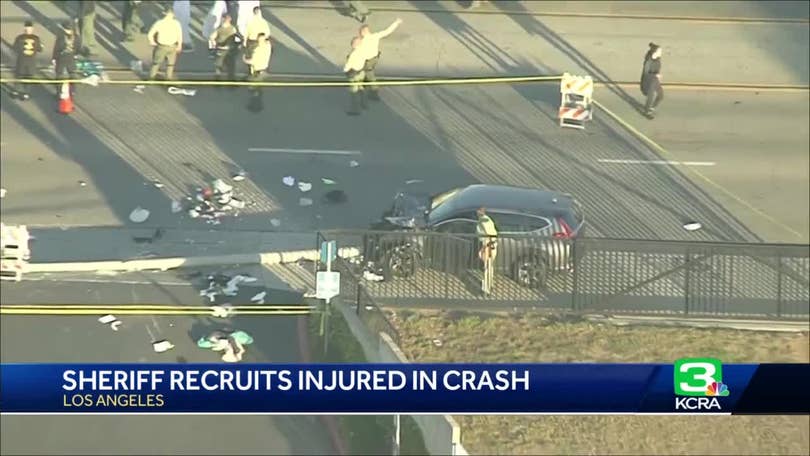 Car crashes into Los Angeles sheriff's department recruits on