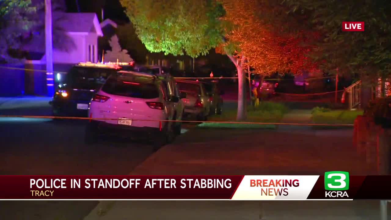 Standoff underway in Tracy after man injured in stabbing
