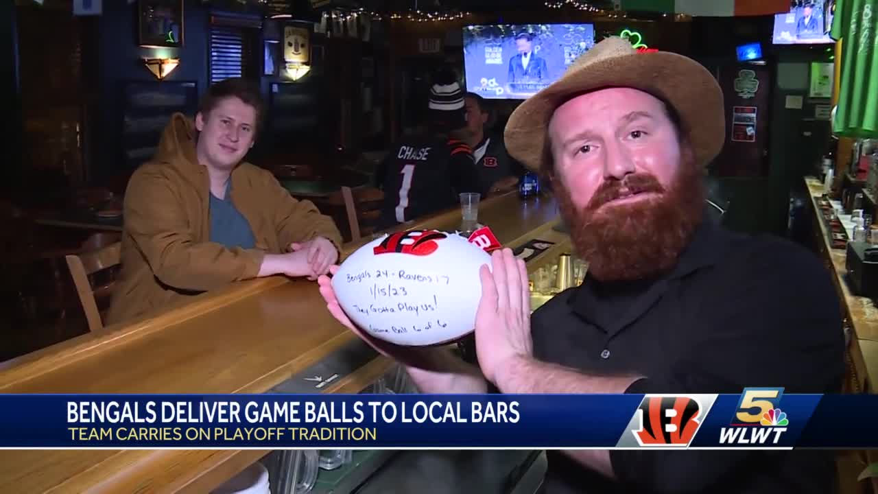 Game ball tradition continues, a bar holds a piece of Bengals