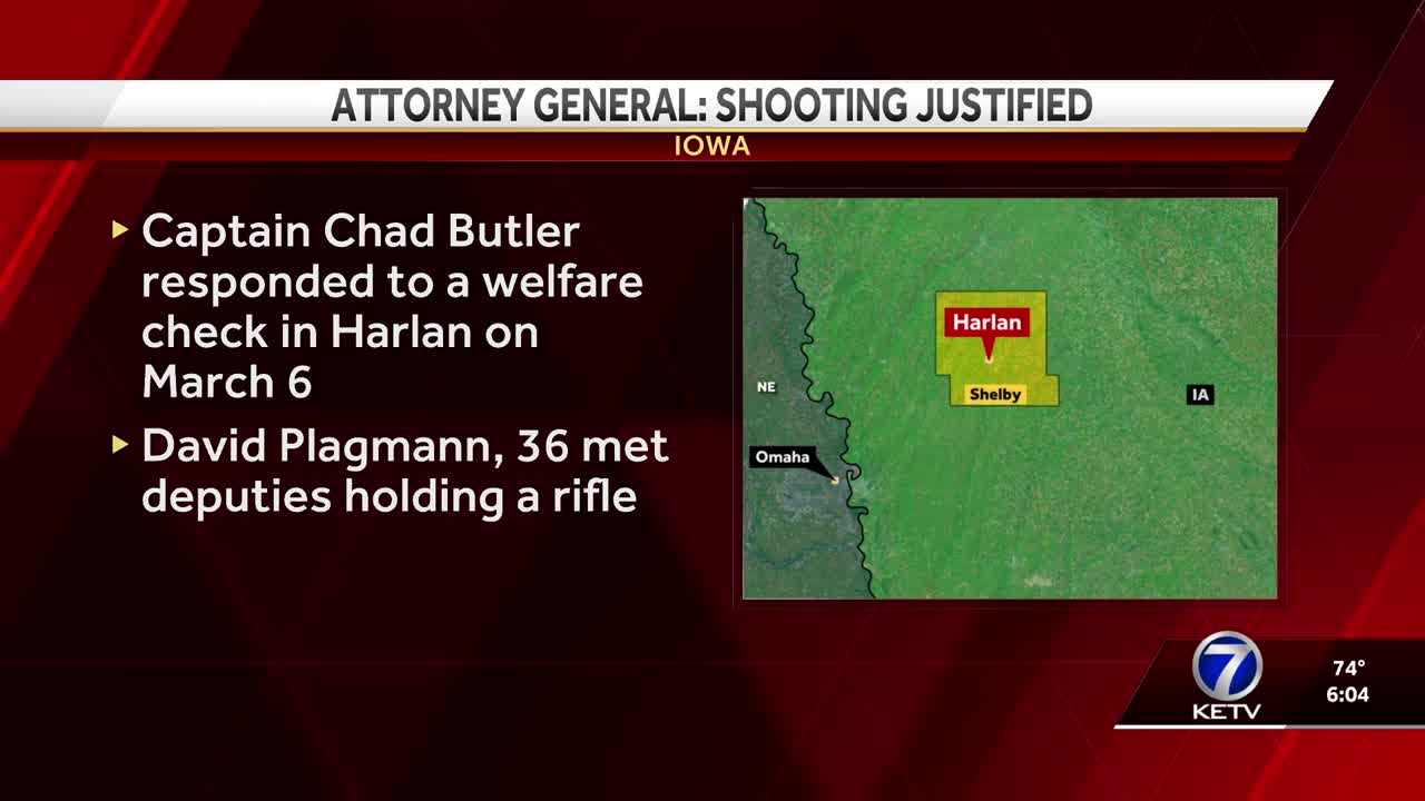 Iowa AG rules March officer shooting in Harlan was justified