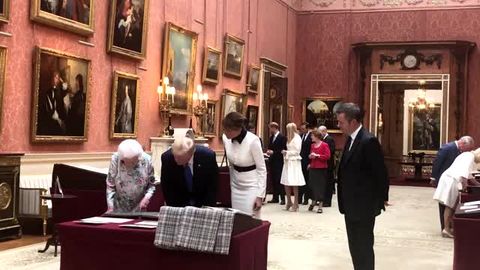preview for The Queen shows Donald and Melania Trump items from the Royal Collection at Buckingham Palace