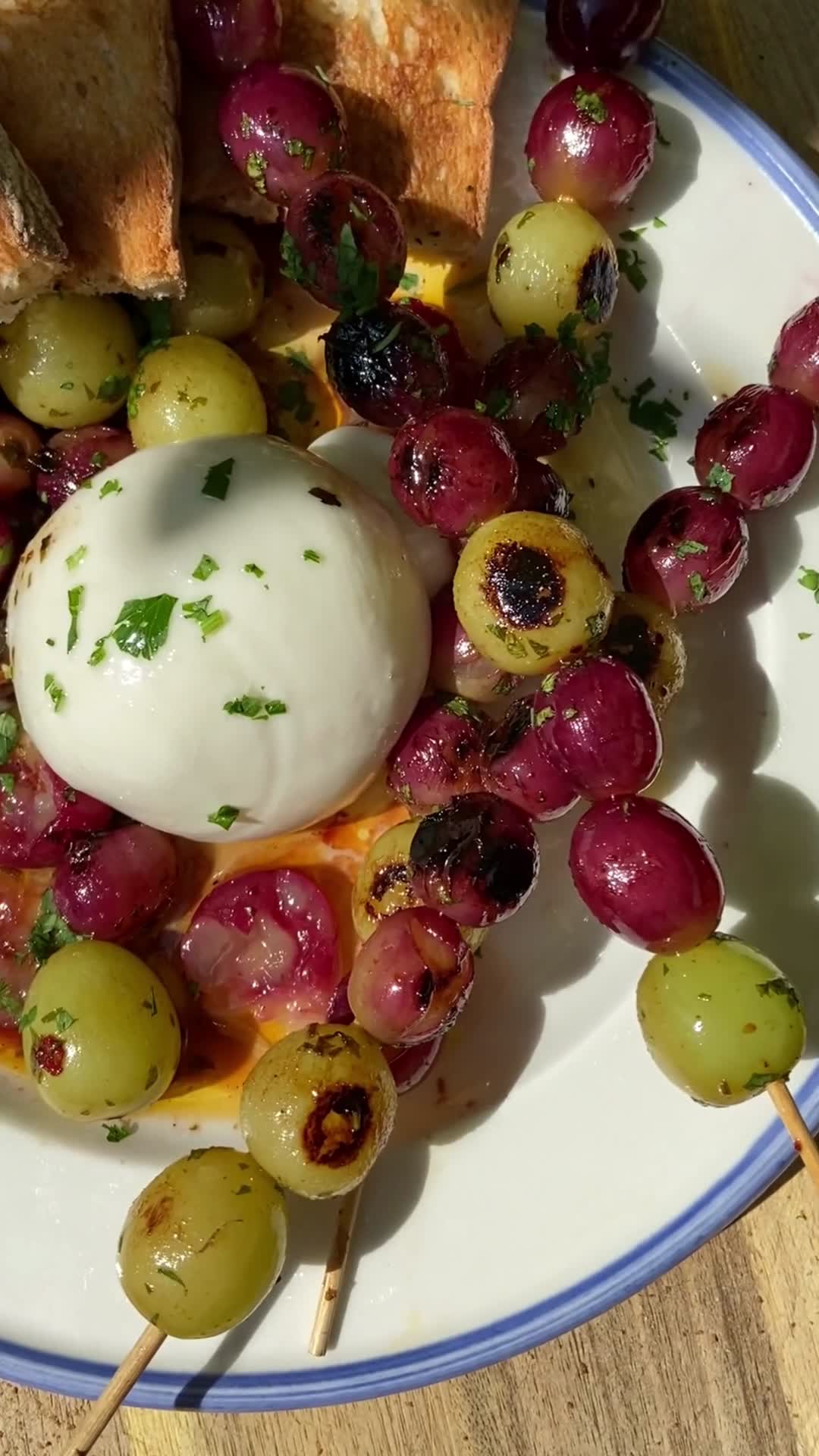 Video player poster image preview for Burrata And BBQ Grapes