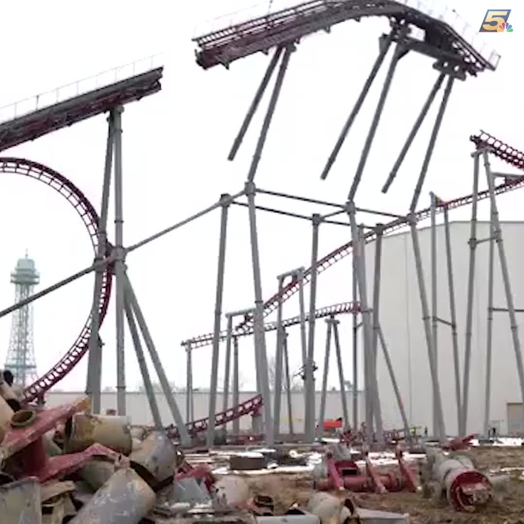 Video Kings Island s Firehawk roller coaster comes crashing down