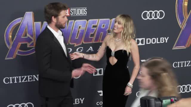 preview for Liam Hemsworth and Miley Cyrus at the Avengers: Endgame premiere, April 2019