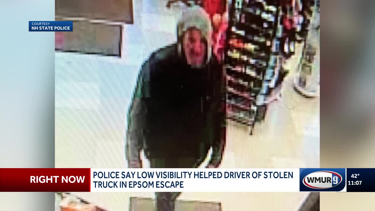Police say low visibility helped driver of stolen truck in Epsom escape