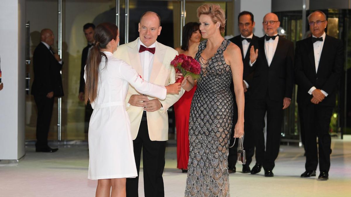 preview for Princess Charlene Makes an Elegant Entrance in Glittering Gown at Monaco's Red Cross Ball Gala