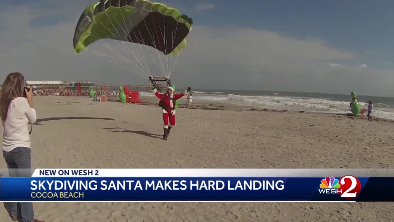 Skydiving Santa Hurt After Hard Landing On Cocoa Beach Skydiving Santa Hurt After Hard Landing