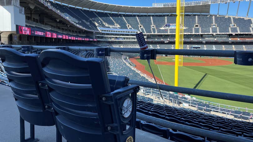 View cutouts of Royals fans in seats at Kauffman Stadium