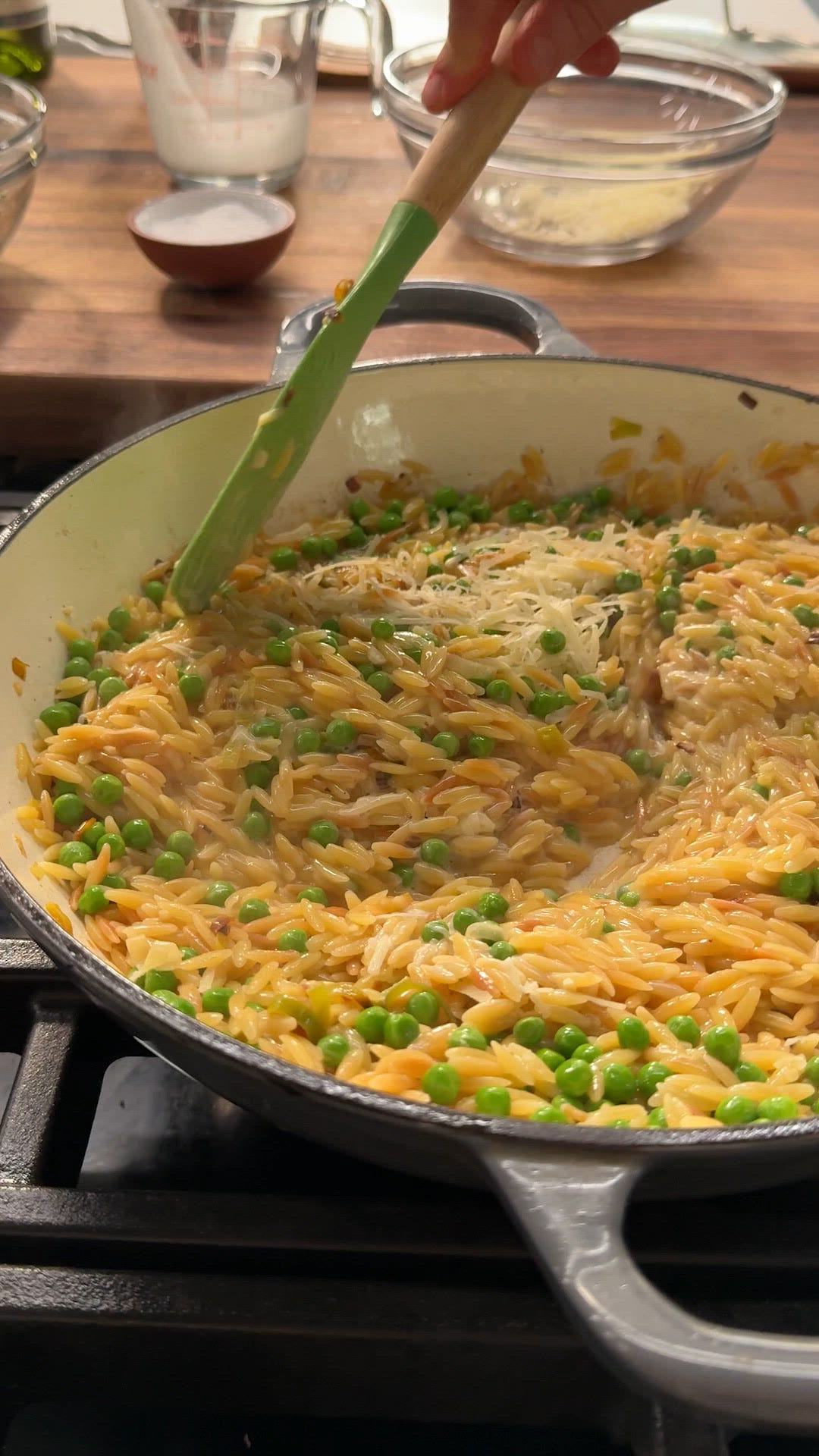 preview for Cheesy Asparagus Orzotto Gives Orzo The Risotto Treatment