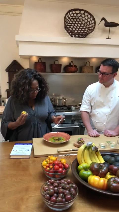 preview for Oprah's Roasted Pepper Soup & Vegetable Bruschetta