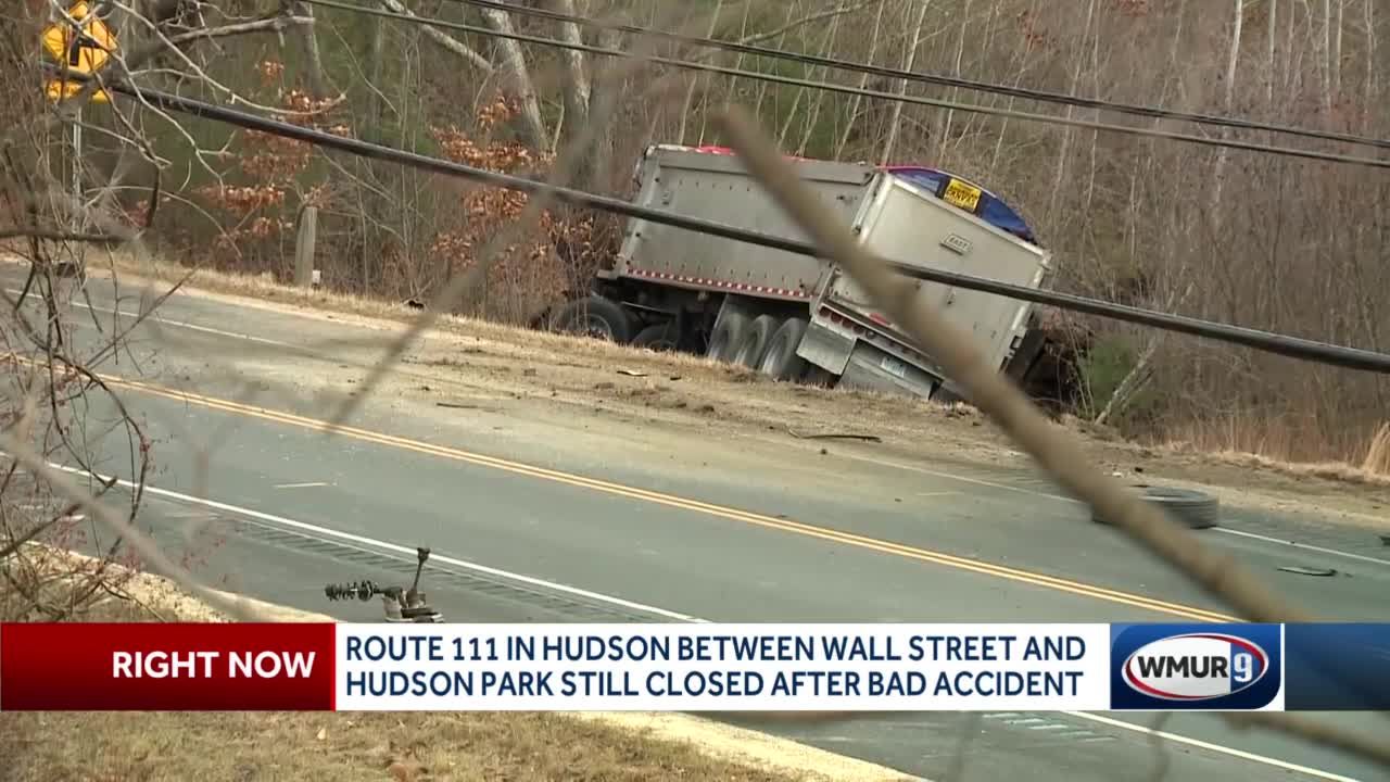 Route 111 in Hudson shut down after crash