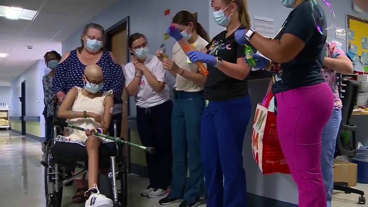 12 year old leaves Mass. hospital after leg amputation