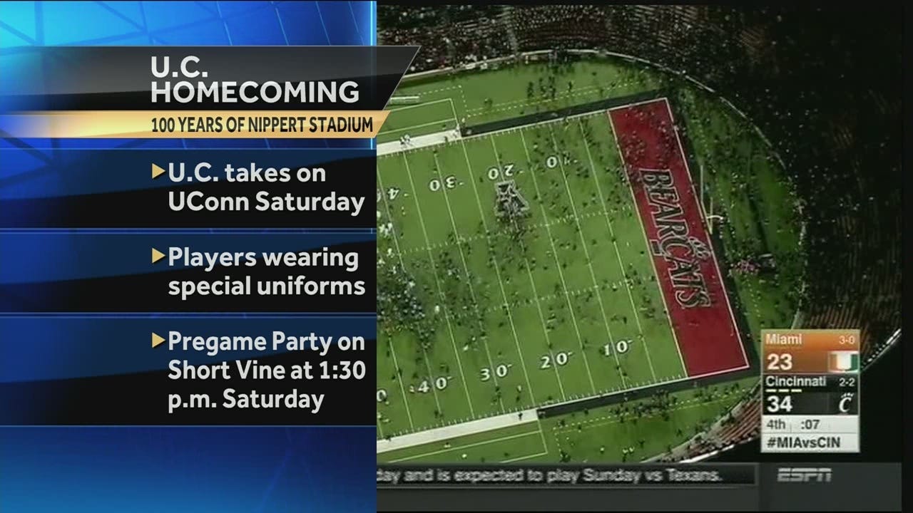 Cincinnati to wear special homecoming uniforms for 100th anniversary of  Nippert Stadium