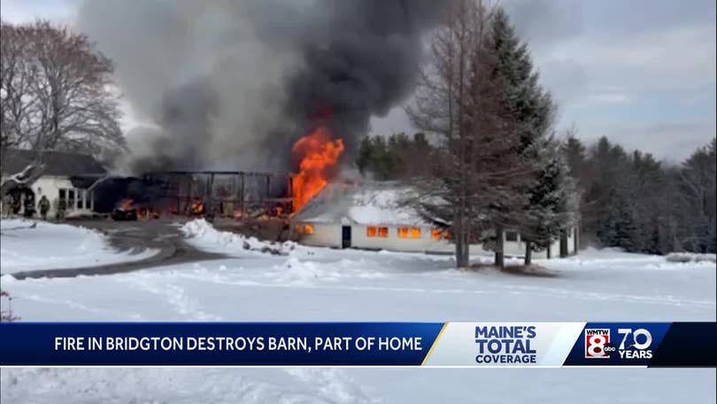 Fire destroys barn, damages home in Bridgton