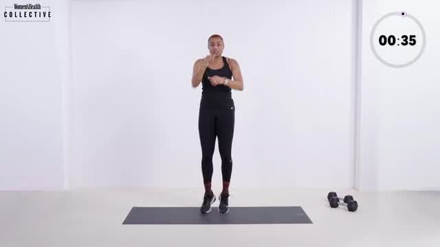 preview for 20-minute no-equipment upper-body strength workout with Michelle Griffith-Robinson