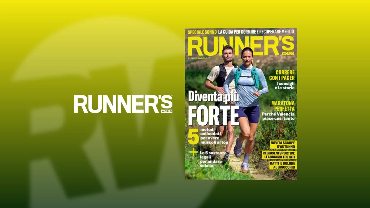 magazine cover featuring trail runners with mountains in the background