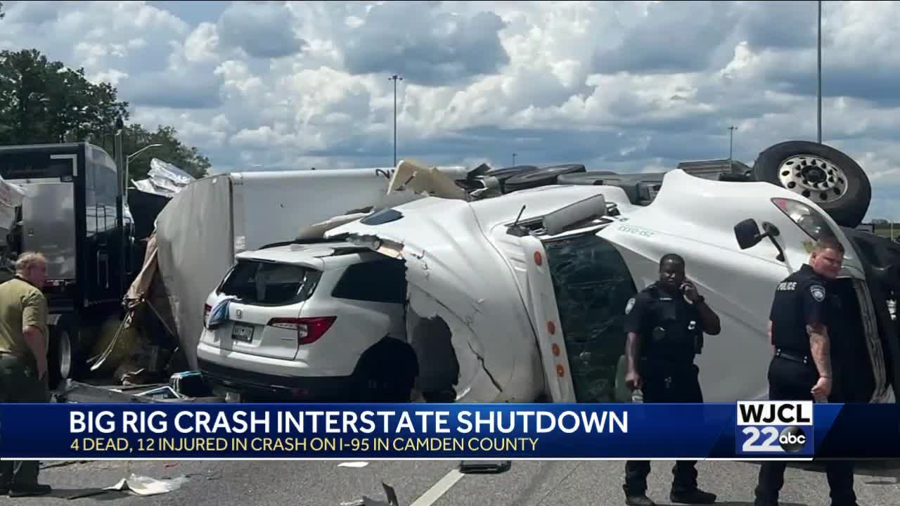 UPDATE: Four dead, six vehicles involved in crash that shut down I-95 near Georgia-Florida state line