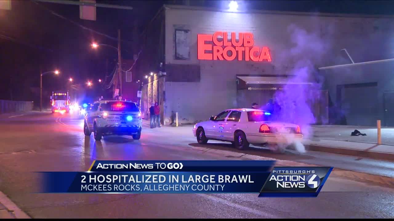 2 taken to hospital after large brawl outside McKees Rocks club