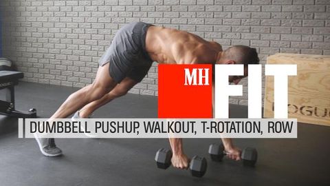 preview for Dumbbell Pushup, Walkout, T-Rotation, Row