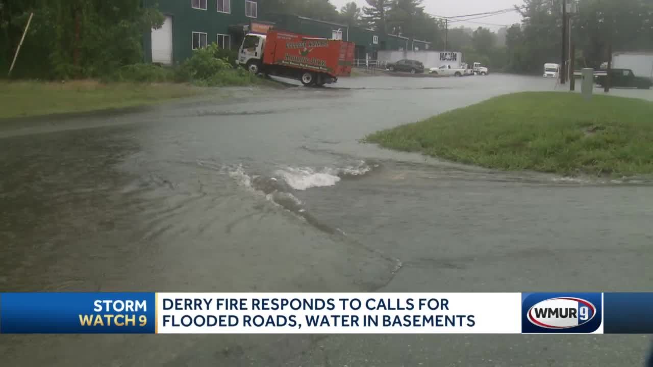 Heavy rain causes street flooding in some New Hampshire towns