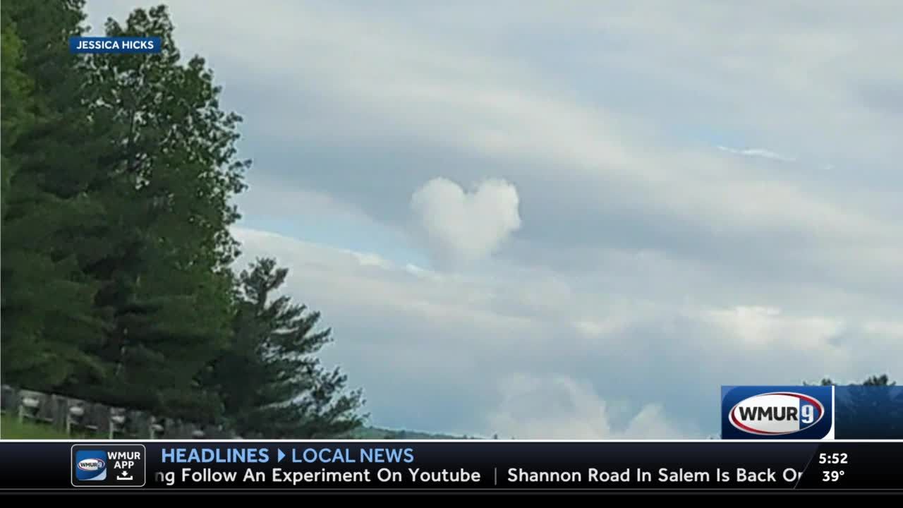 Woman captures photo of heart shaped cloud over New Hampshire on way to grandmother's funeral