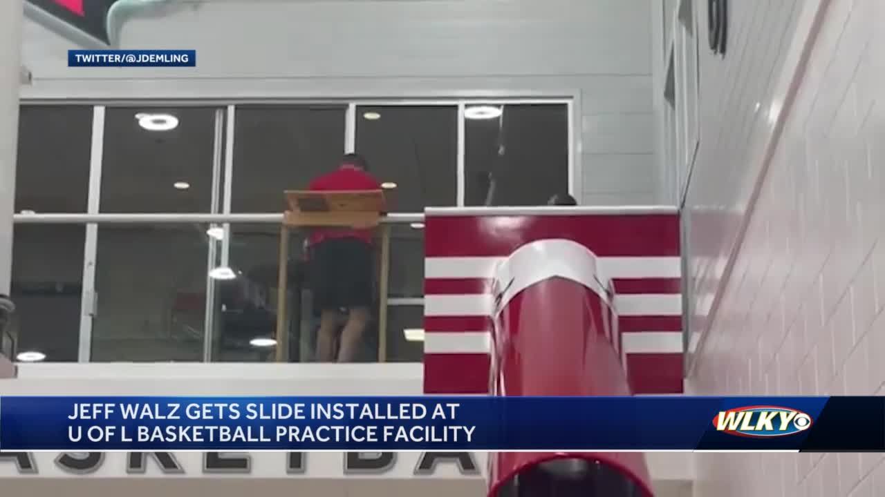 Louisville women's basketball coach has slide installed at practice gym