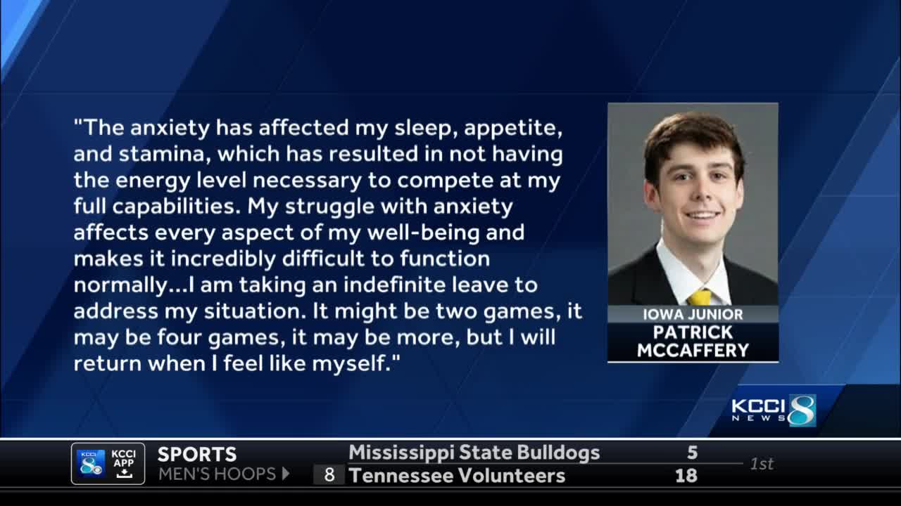 Iowa's Patrick McCaffery taking leave to address his anxiety