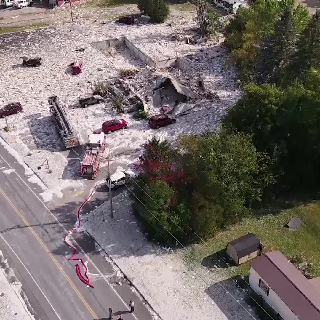 Drone video shows devastation caused Farmington explosion