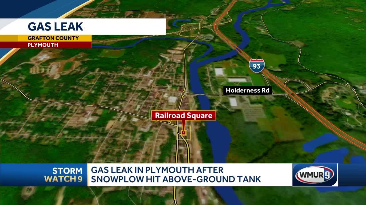 Gas leak in Plymouth after snow plow hit above-ground tank