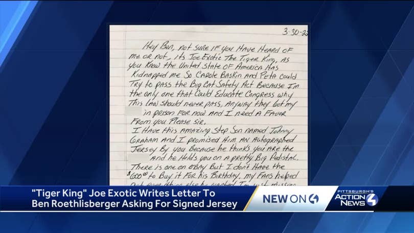 Tiger King' sends letter to retired Steelers quarterback Ben