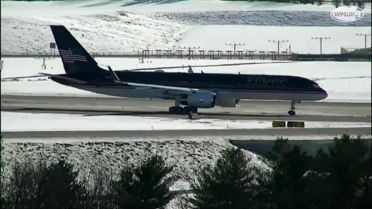 Former President Donald Trump's plane lands at Manchester-Boston Regional Airport