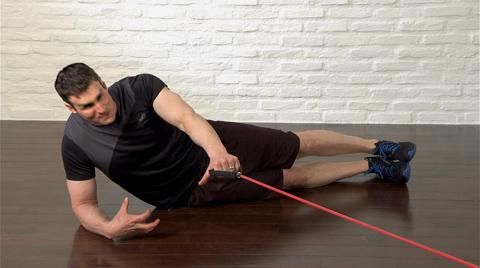 Side plank outlet with resistance band