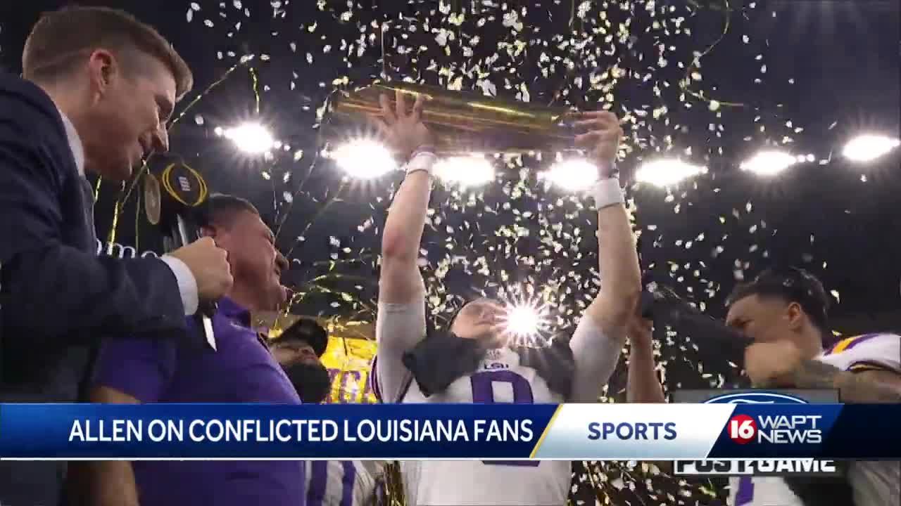 Louisiana sports fans cheering on Joe Burrow and the Cincinnati