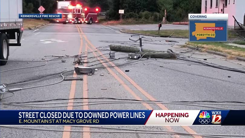 North Carolina: Downed powerlines causes closure on East Mountain 