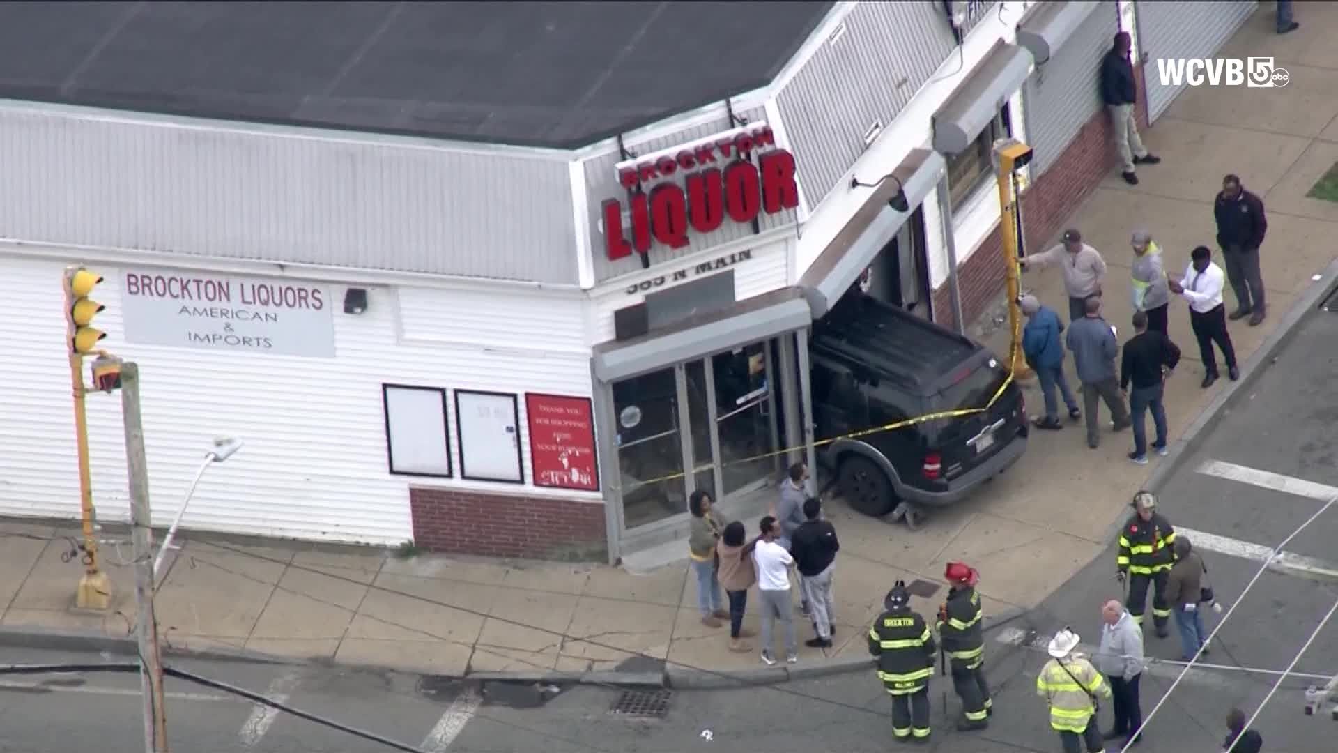 Vehicle crashes into Brockton, Massachusetts, liquor store