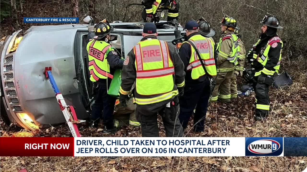 Driver, child taken to hospital after Jeep rolls over on 106 in Canterbury