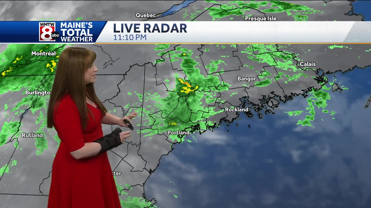 Showers continue into Monday with gusty winds through the afternoon