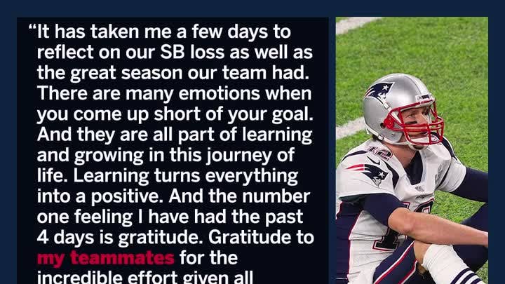 Patriots' Tom Brady to his kids: Super Bowl loss 'a great lesson