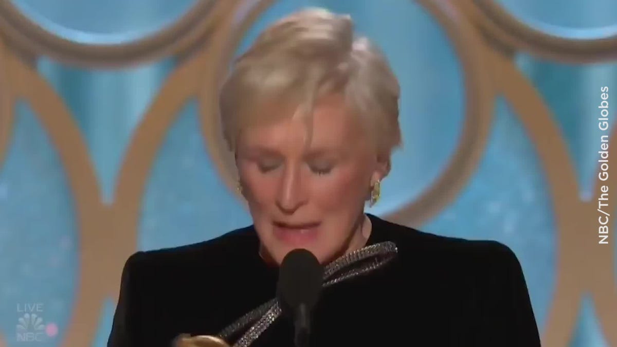 preview for Glenn Close's inspiring speech at the Golden Globes 2019