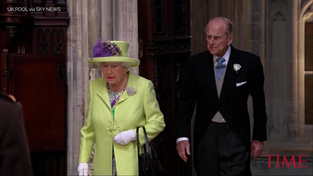 preview for Queen Elizabeth and Prince Philip Arrive At The Royal Wedding