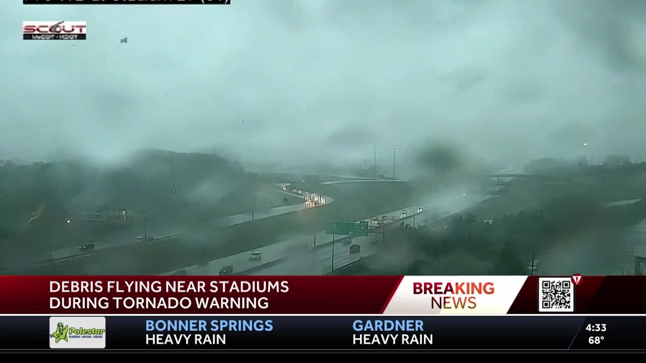 Tornado Strikes Near Kansas City’s Truman Sports Complex Sends Debris Flying