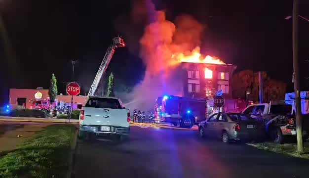 Apartment up in flames in Kansas City 10/4/2023