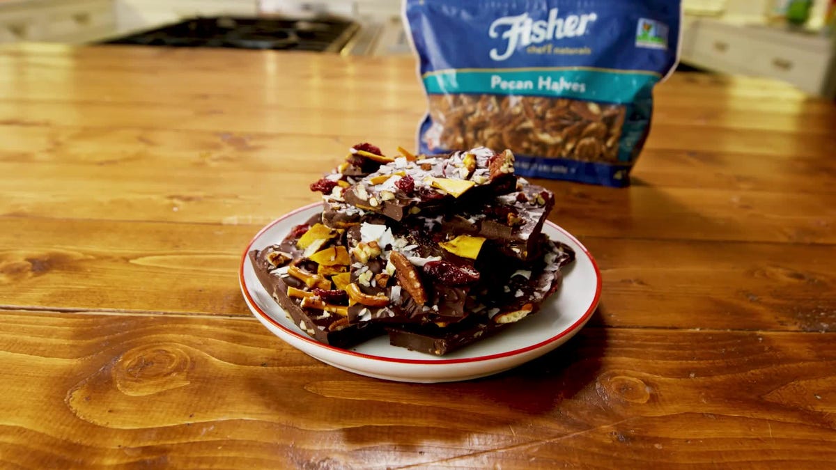 preview for Try It Out Tuesday: Sweet 'N Salty Chocolate Bark | Delish + Fisher Nuts