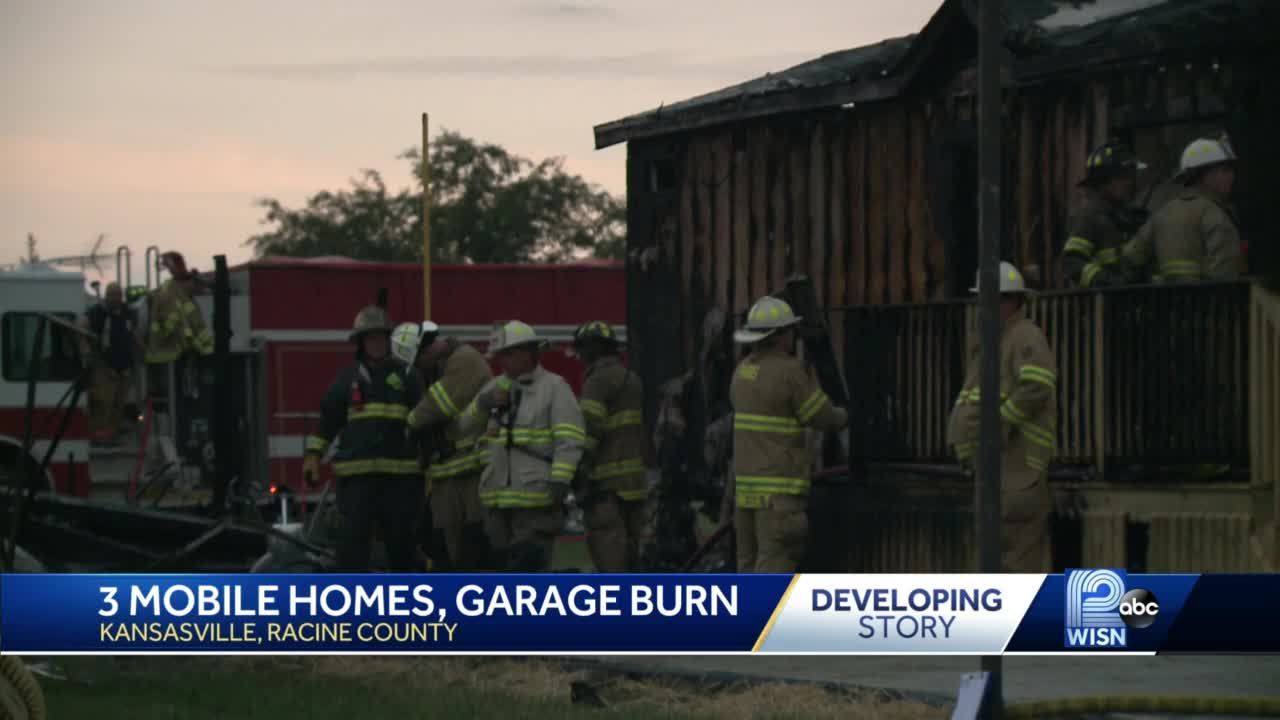 3 mobile homes damaged in Racine County fire