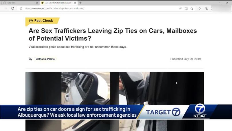 Are zip ties on car doors a sign for sex trafficking in Albuquerque?